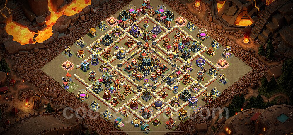 TH17 Anti 2 Stars CWL War Base Plan with Link, Copy Town Hall 17 Design 2024, #16