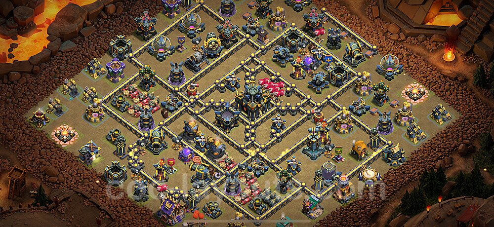 Diseño de aldea para Guerra Anti 3 Estrellas Ayuntamiento 17 Copiar - COC TH17 Perfecta Distribucion 2025 + Enlace - #160