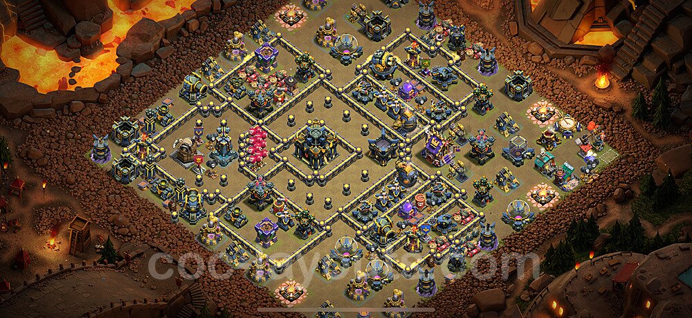 Diseño de aldea para Guerra Anti 3 Estrellas Ayuntamiento 17 Copiar - COC TH17 Perfecta Distribucion 2025 + Enlace - #167