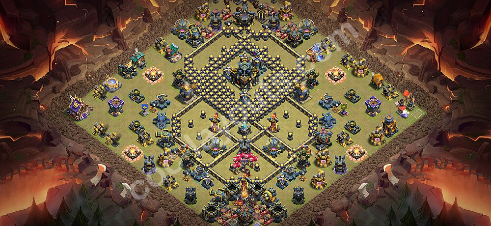 Diseño de aldea para Guerra Anti 3 Estrellas Ayuntamiento 17 Copiar - COC TH17 Perfecta Distribucion 2026 + Enlace - #184