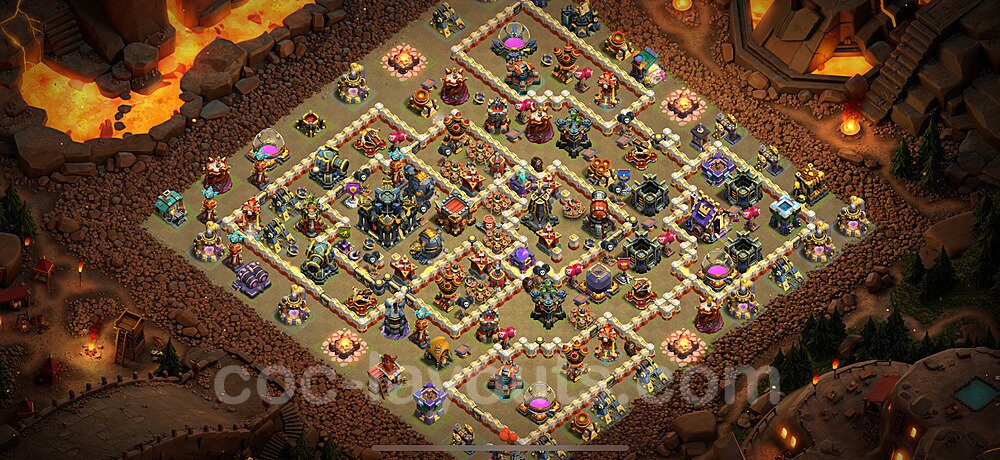 TH17 Anti 2 Stars CWL War Base Plan with Link, Copy Town Hall 17 Design 2024, #37