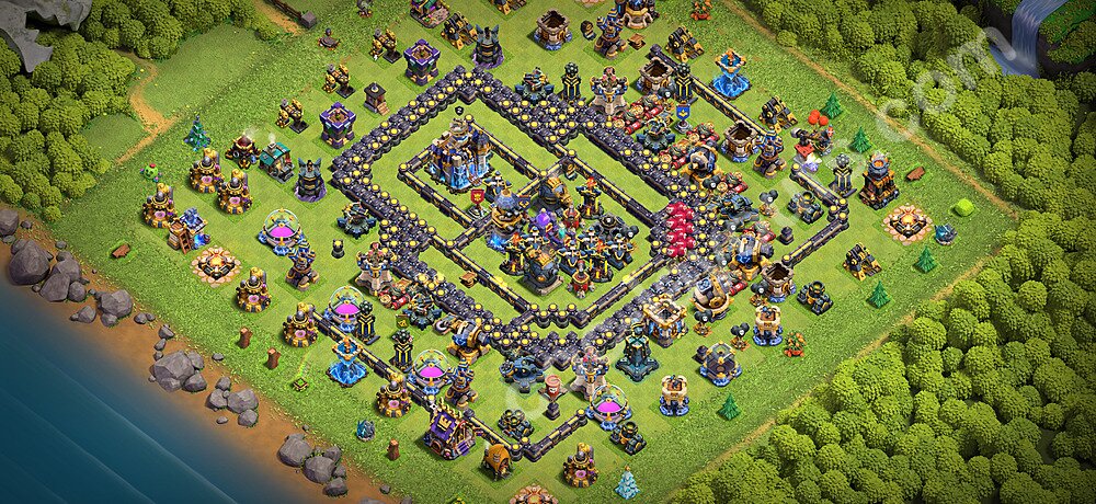 Diseño de aldea para Defensa Ayuntamiento 18 Copiar, Anti Todo - COC TH18 Perfecta Distribucion 2026 + Enlace - #45