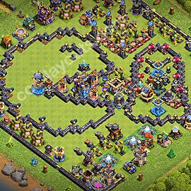 TH18 Funny Troll Base Plan with Link, Copy Town Hall 18 Art Design 2026, #15