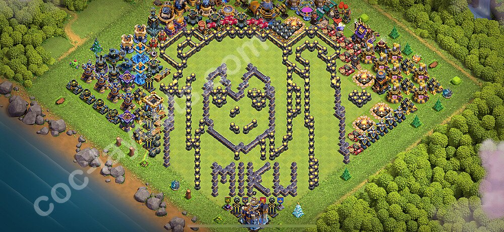 TH18 Funny Troll Base Plan with Link, Copy Town Hall 18 Art Design 2026, #11