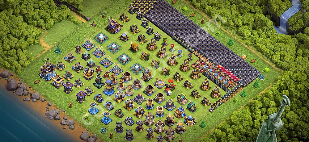 TH18 Funny Troll Base Plan with Link, Copy Town Hall 18 Art Design 2026, #14