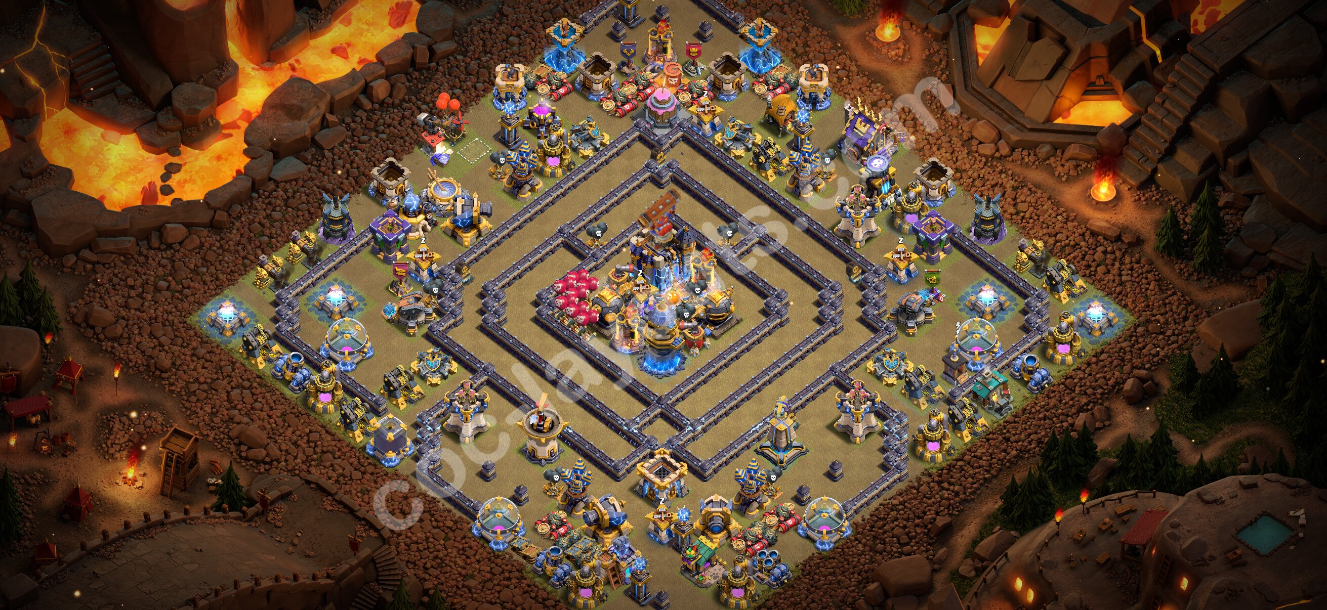 TH18 部落战阵型 #163 – TH18 布局预览