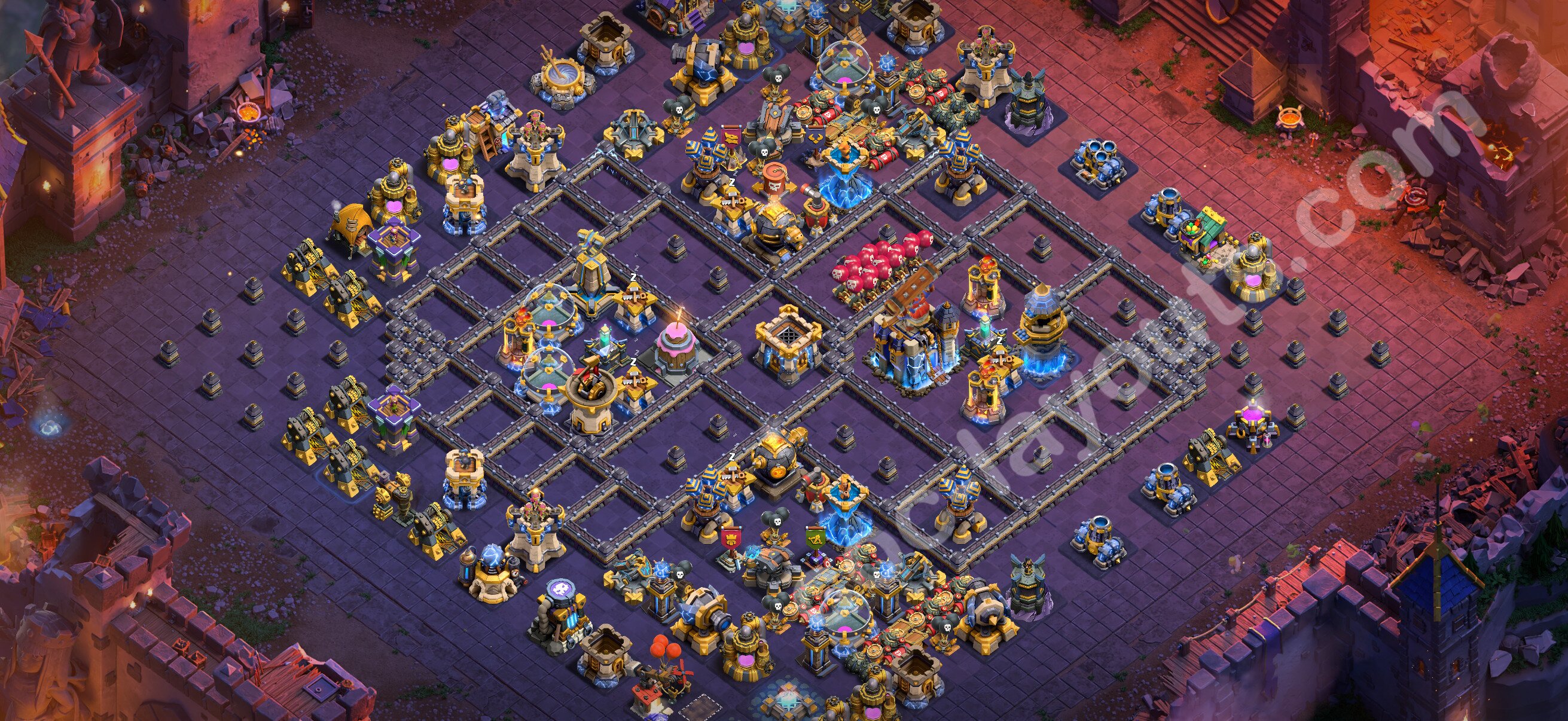 TH18 部落战阵型 #165 – TH18 布局预览