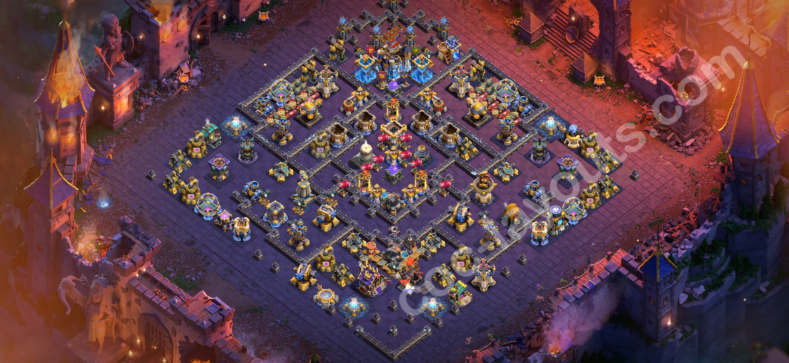 TH18 部落战阵型 #166 – TH18 布局预览
