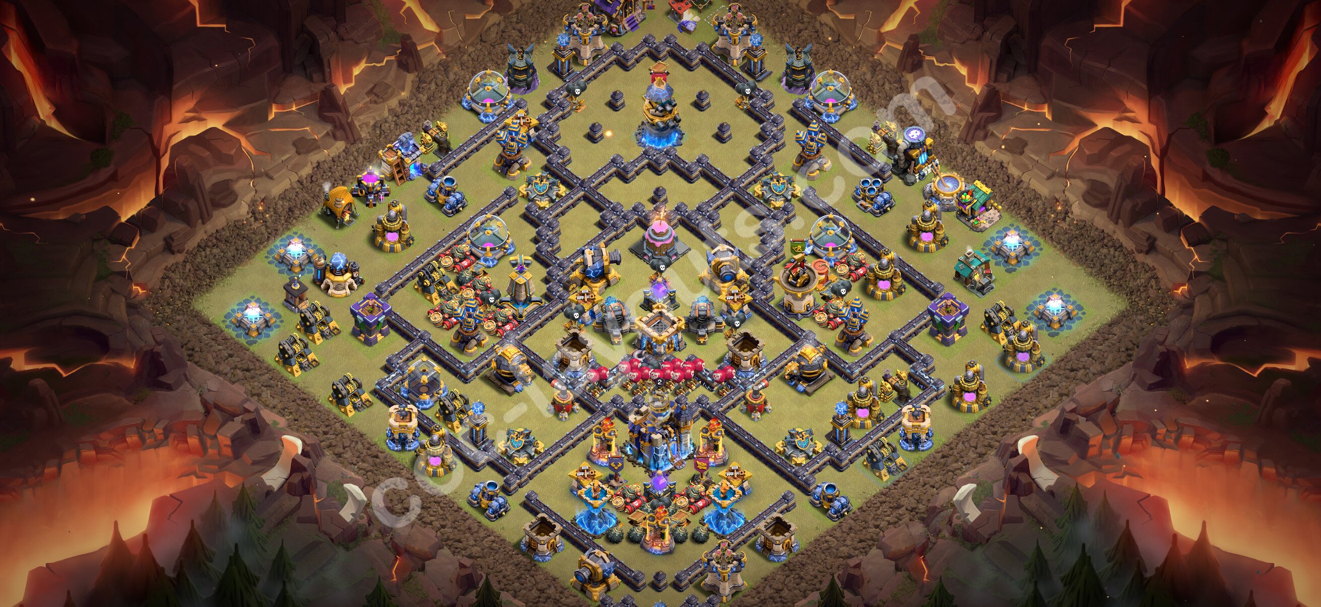 TH18 部落战阵型 #169 – TH18 布局预览