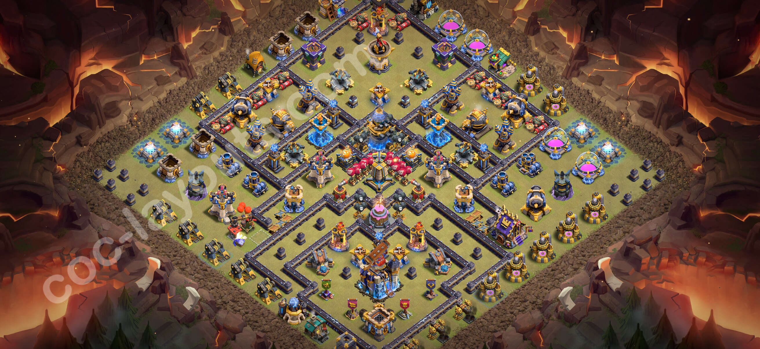TH18 部落战阵型 #173 – TH18 布局预览