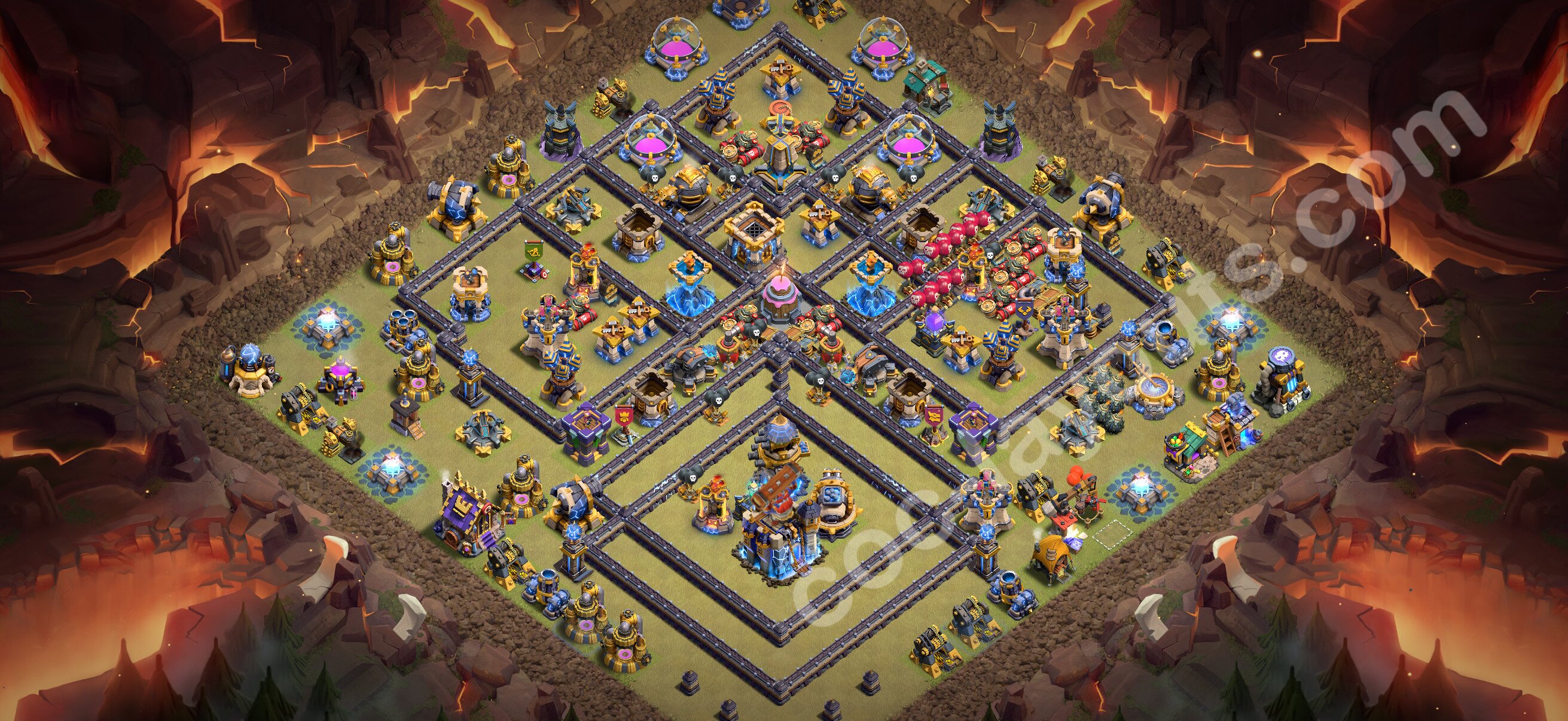 TH18 部落战阵型 #174 – TH18 布局预览