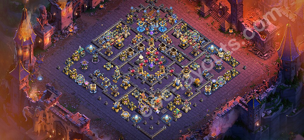 TH18 Anti 3 Stars CWL War Base Plan with Link, Copy Town Hall 18 Design 2026, #166