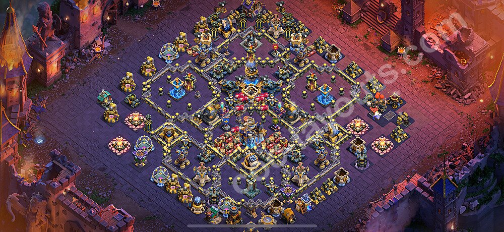 Diseño de aldea para Guerra Anti 3 Estrellas Ayuntamiento 18 Copiar - COC TH18 Perfecta Distribucion 2026 + Enlace - #44