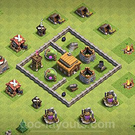 Full Upgrade TH3 Base Plan, Hybrid, Town Hall 3 Max Levels Design, #48