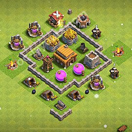 Municipio livello 3 Base, Anti 3 stelle, Ibrido - Miglior Disposizione Villaggio per Difesa COC 2025 TH3 - #98