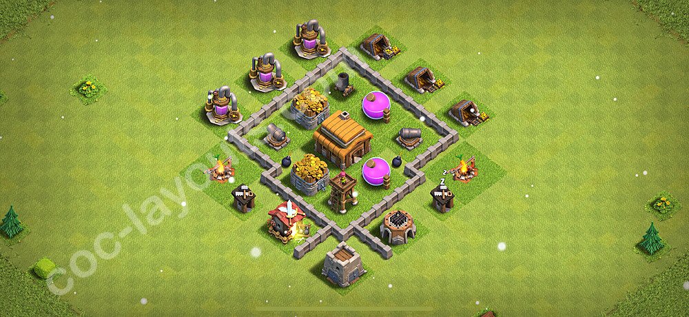 Municipio livello 3 Base, Ibrido - Miglior Disposizione Villaggio per Difesa COC 2025 TH3 - #100