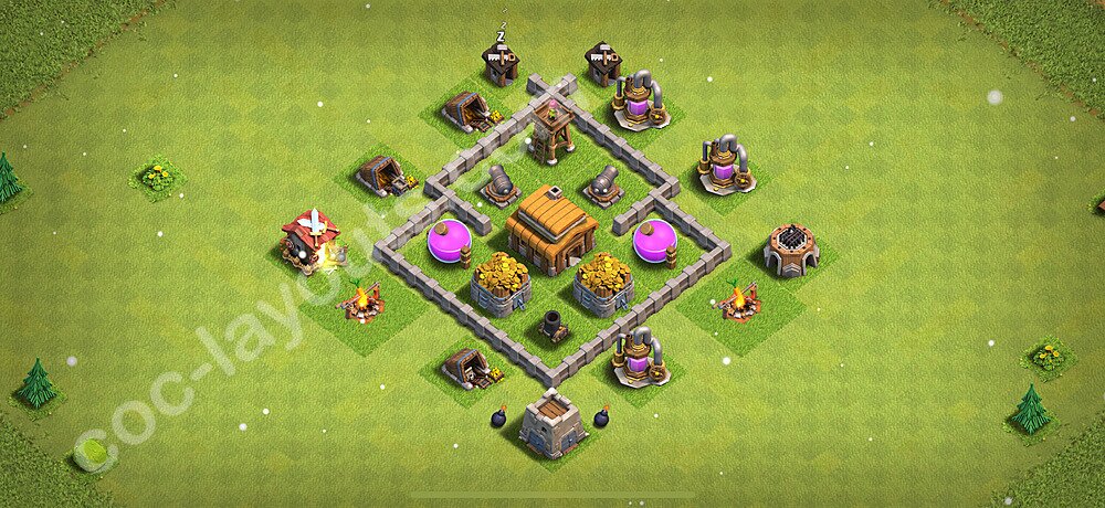 Municipio livello 3 Base, Ibrido - Miglior Disposizione Villaggio per Difesa COC 2025 TH3 - #101