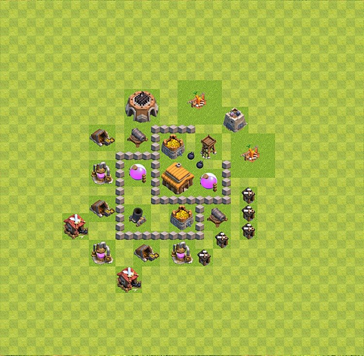 TH3 Trophy Base Plan, Town Hall 3 Base Design, #34