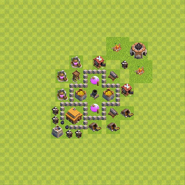 TH3 Trophy Base Plan, Town Hall 3 Base Design, #36