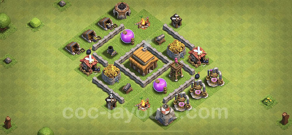 Full Upgrade TH3 Base Plan, Hybrid, Town Hall 3 Max Levels Design, #44