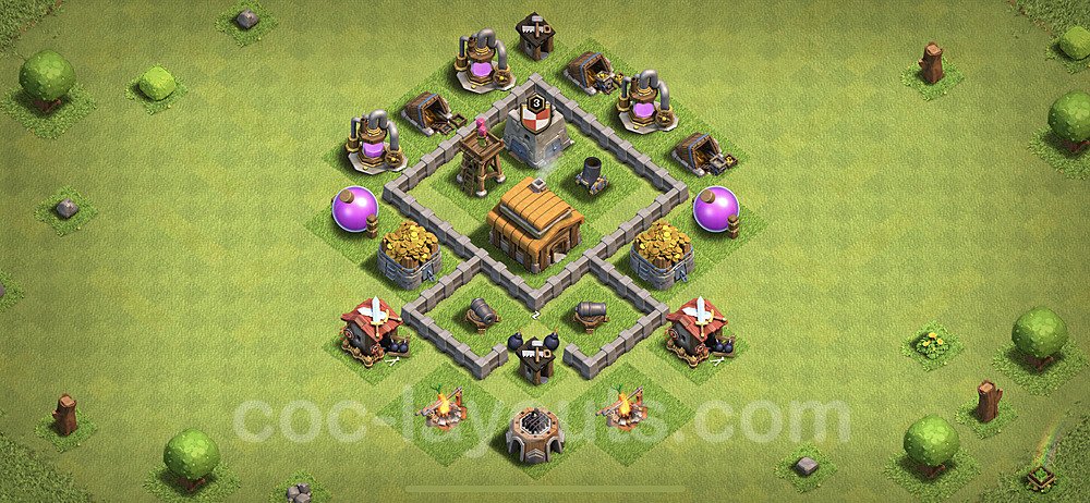 Top TH3 Unbeatable Anti Loot Base Plan, Anti Everything, Town Hall 3 Base Design, #45