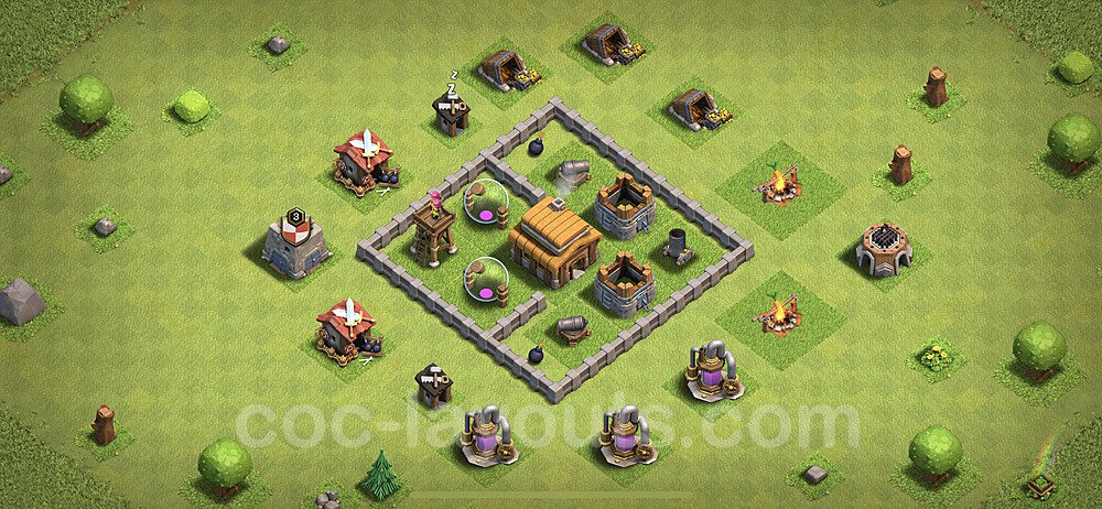 Full Upgrade TH3 Base Plan, Hybrid, Town Hall 3 Max Levels Design, #48