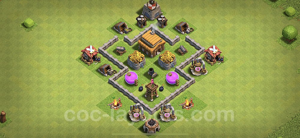 Full Upgrade TH3 Base Plan, Hybrid, Anti Everything, Town Hall 3 Max Levels Design, #91