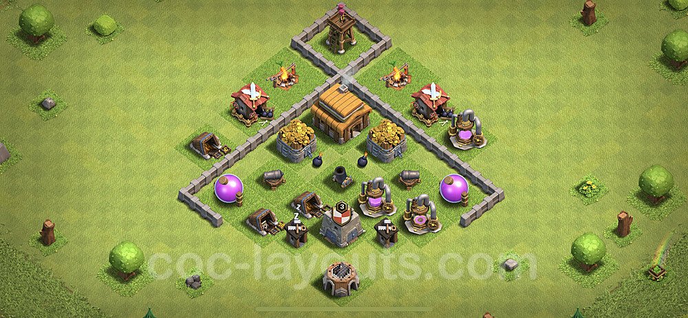 Full Upgrade TH3 Base Plan, Anti Everything, Town Hall 3 Max Levels Design, #92