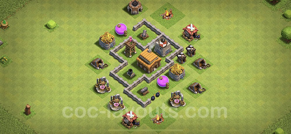 Full Upgrade TH3 Base Plan, Anti Everything, Town Hall 3 Max Levels Design, #93