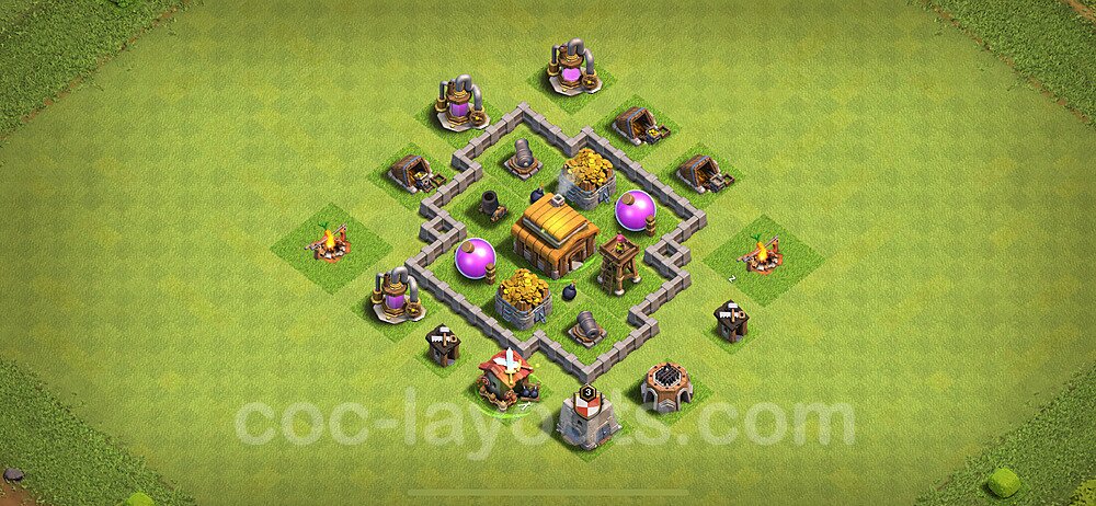 TH3 Trophy Base Plan, Anti Everything, Town Hall 3 Base Design 2024, #99