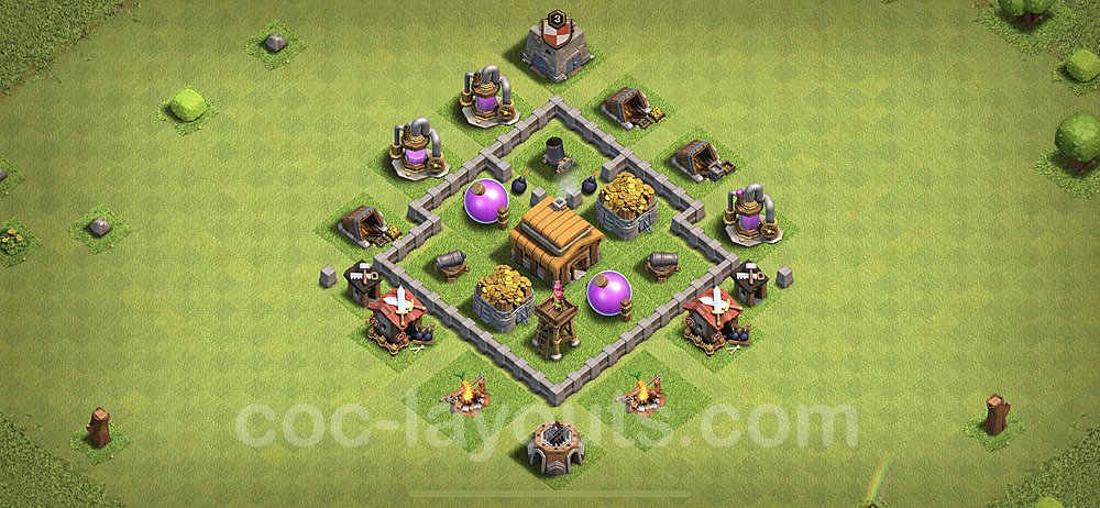 Maxato Municipio livello 3 Base, Ibrido - Miglior Disposizione villaggio per Farming COC TH3 - #48