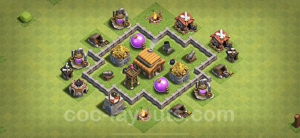 Diseño de aldea para farming Ayuntamiento 3, Híbrido, Anti Todo - COC TH3 Perfecta Distribucion - #52