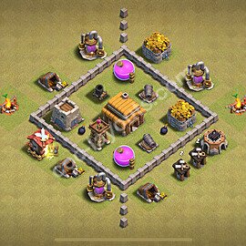 TH3 Anti 2 Stars CWL War Base Plan, Anti Everything, Town Hall 3 Design 2025, #16