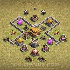 Die Clan War Base RH3, Anti 3 Sterne, Hybrid 2024 - COC Rathaus Level 3 Kriegsbase (CK / CW) - #18