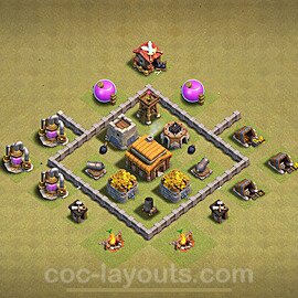 Die Clan War Base RH3, Anti 3 Sterne, Anti Alles 2024 - COC Rathaus Level 3 Kriegsbase (CK / CW) - #19