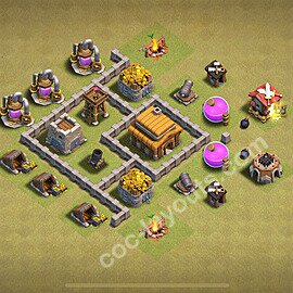 TH3 Anti 2 Stars CWL War Base Plan, Hybrid, Town Hall 3 Design 2025, #5