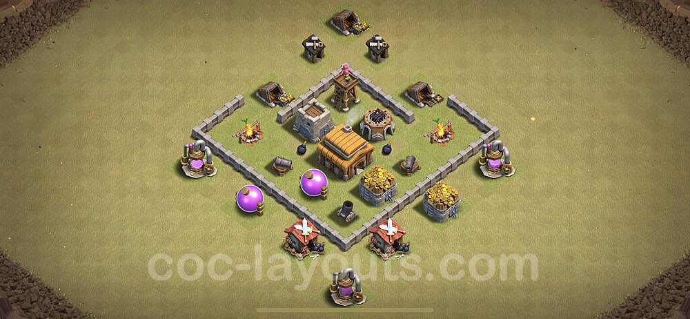 TH3 Max Levels CWL War Base Plan, Anti 3 Stars, Town Hall 3 Design, #1