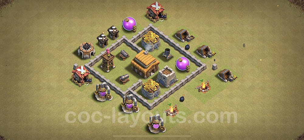 TH3 Max Levels CWL War Base Plan, Anti 3 Stars, Town Hall 3 Design, #12