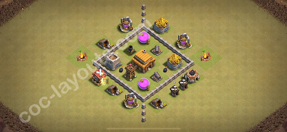TH3 Anti 2 Stars CWL War Base Plan, Anti Everything, Town Hall 3 Design 2025, #16