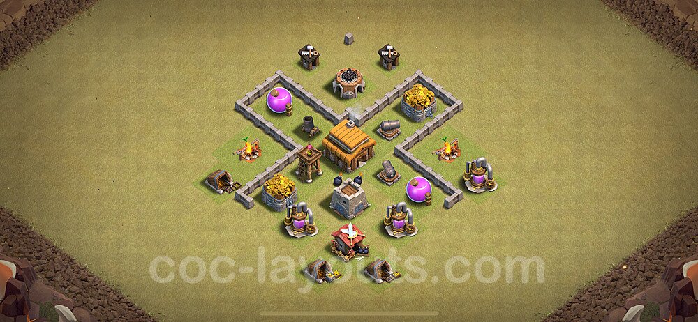 TH3 War Base Plan, Anti 3 Stars, Hybrid, Town Hall 3 CWL Design 2024, #18