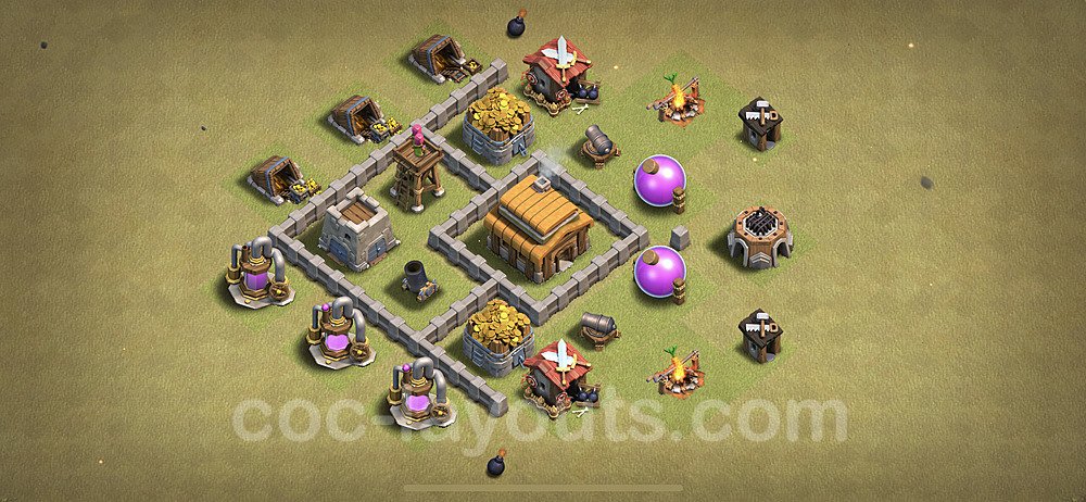 TH3 Anti 2 Stars CWL War Base Plan, Hybrid, Town Hall 3 Design, #5