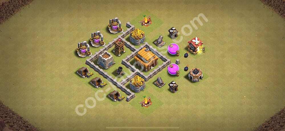 Die Anti 2 Sterne Clan War Base RH3, Hybrid 2025 - COC Rathaus Level 3 Kriegsbase (CK / CW) - #5