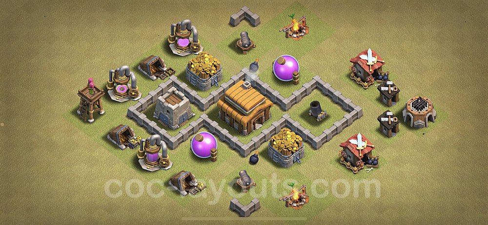 TH3 Max Levels CWL War Base Plan, Anti 3 Stars, Town Hall 3 Design, #7