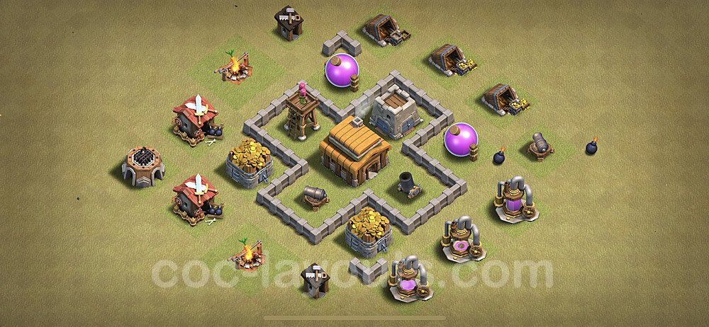 Diseño de aldea para Guerra Anti 3 Estrellas Ayuntamiento 3, Anti Todo - COC TH3 Perfecta Distribucion - #9