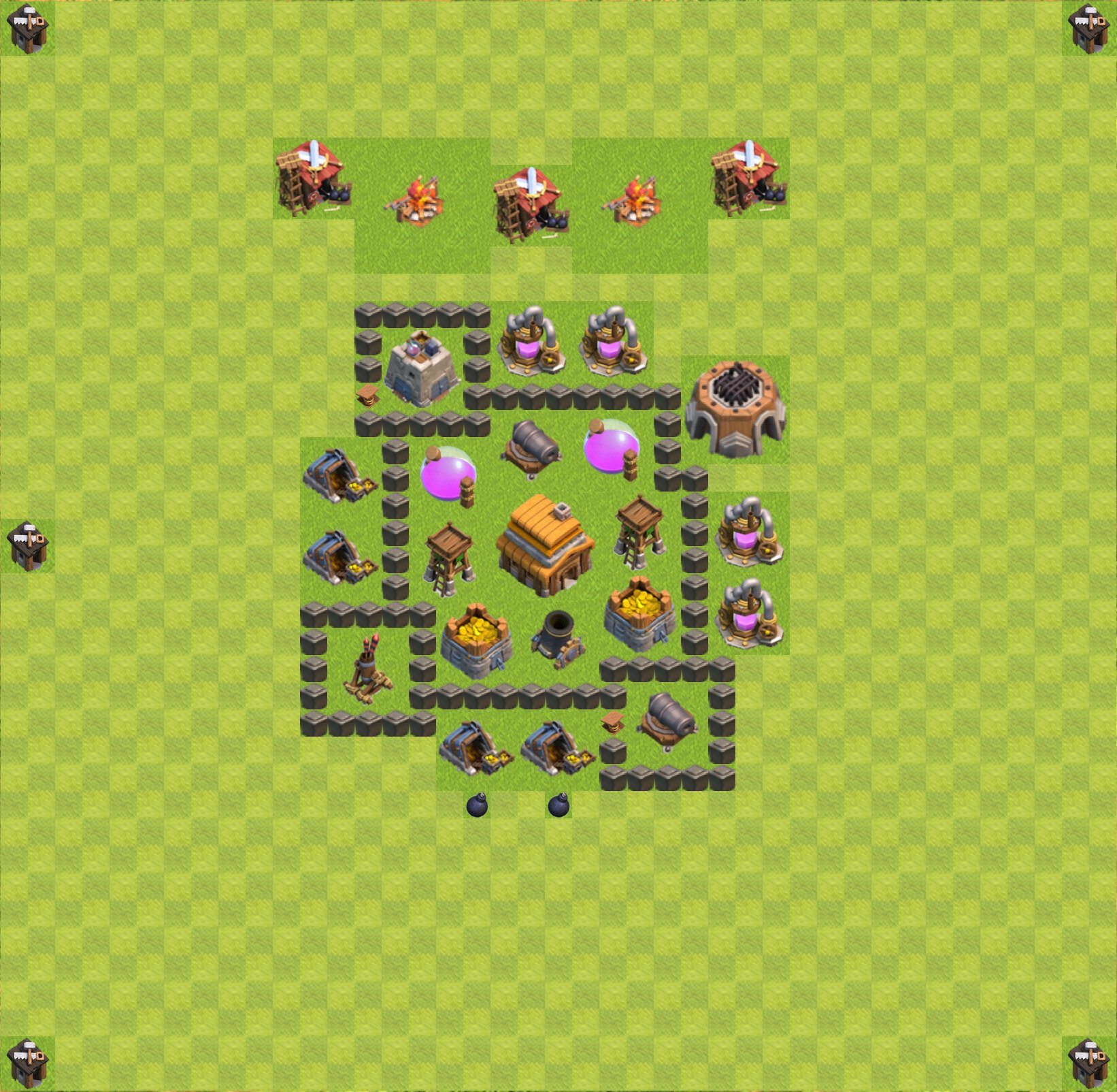 This base is one of the best bases for coc town hall 4 available on youtu.....
