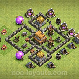 Full Upgrade TH4 Base Plan with Link, Anti Everything, Copy Town Hall 4 Max Levels Design, #119