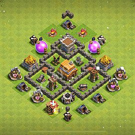 Diseño de aldea Anti 3 Estrellas Ayuntamiento 4 Copiar - COC TH4 Perfecta Distribucion 2025 + Enlace - #134