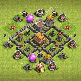 Ustawienie bazy do obrony TH4 z linkiem - Ratusz poziom 4 - COC 2025 - #135