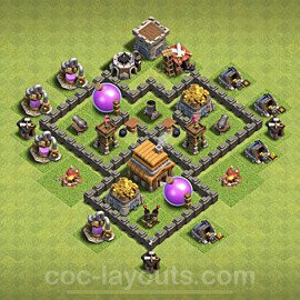 Full Upgrade TH4 Base Plan with Link, Hybrid, Copy Town Hall 4 Max Levels Design, #54