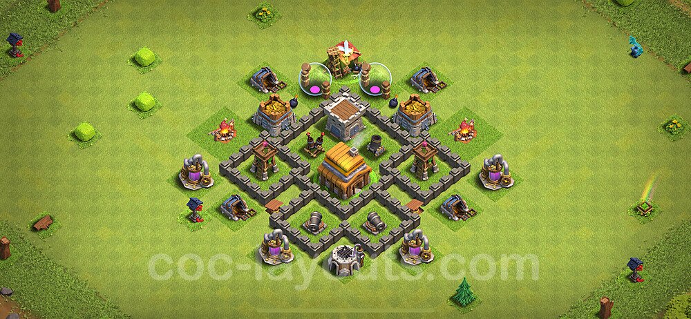 Anti Everything TH4 Base Plan with Link, Copy Town Hall 4 Design 2024, #131